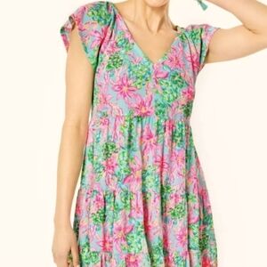 Lilly Pulitzer Geanna Swing Dress Surf Blue So Shellegant Size M